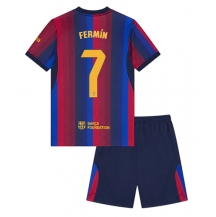 Barcelona Fermin Lopez #7 Replika Hemmatröja Barn 2026-27 Kortärmad (+ byxor)