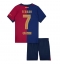 Barcelona Ferran Torres #7 Replika Hemmatröja Barn 2024-25 Kortärmad (+ byxor)