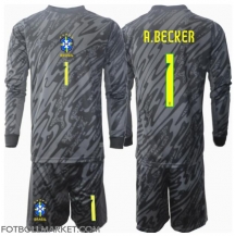 Brasilien Alisson Becker #1 Målvakt Replika Bortatröja Barn Copa America 2024 Långärmad (+ byxor)
