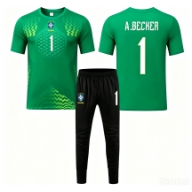 Brasilien Alisson Becker #1 Målvakt Replika Bortatröja Barn VM 2026 Kortärmad (+ byxor)