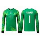 Brasilien Alisson Becker #1 Målvakt Replika Bortatröja Barn VM 2026 Långärmad (+ byxor)