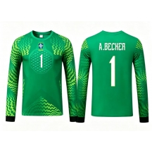 Brasilien Alisson Becker #1 Målvakt Replika Bortatröja Barn VM 2026 Långärmad (+ byxor)