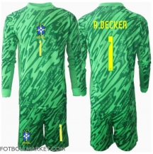 Brasilien Alisson Becker #1 Målvakt Replika Hemmatröja Barn Copa America 2024 Långärmad (+ byxor)
