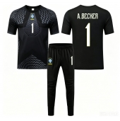 Brasilien Alisson Becker #1 Målvakt Replika Hemmatröja Barn VM 2026 Kortärmad (+ byxor)