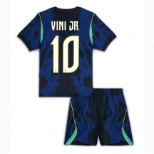 Brasilien Vinicius Junior #10 Replika Bortatröja Barn VM 2026 Kortärmad (+ byxor)