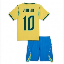 Brasilien Vinicius Junior #10 Replika Hemmatröja Barn VM 2026 Kortärmad (+ byxor)