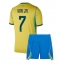 Brasilien Vinicius Junior #7 Replika Hemmatröja Barn VM 2026 Kortärmad (+ byxor)