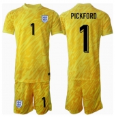 England Jordan Pickford #1 Målvakt Replika Bortatröja Barn EM 2024 Kortärmad (+ byxor)