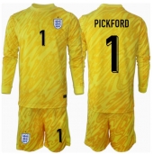 England Jordan Pickford #1 Målvakt Replika Bortatröja Barn EM 2024 Långärmad (+ byxor)