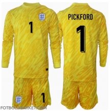England Jordan Pickford #1 Målvakt Replika Bortatröja Barn EM 2024 Långärmad (+ byxor)