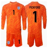 England Jordan Pickford #1 Målvakt Replika Hemmatröja Barn EM 2024 Långärmad (+ byxor)