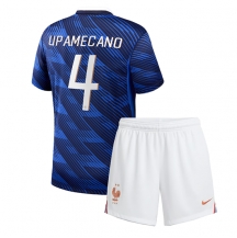 Frankrike Dayot Upamecano #4 Replika Hemmatröja Barn VM 2026 Kortärmad (+ byxor)