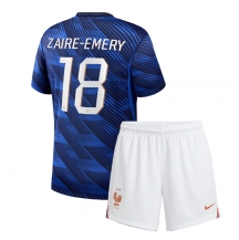 Frankrike Warren Zaire-Emery #18 Replika Hemmatröja Barn VM 2026 Kortärmad (+ byxor)
