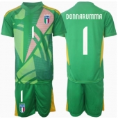 Italien Gianluigi Donnarumma #1 Målvakt Replika Bortatröja Barn EM 2024 Kortärmad (+ byxor)