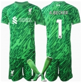 Liverpool Alisson Becker #1 Målvakt Replika Bortatröja Barn 2024-25 Kortärmad (+ byxor)