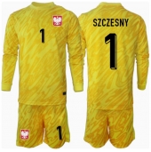 Polen Wojciech Szczesny #1 Målvakt Replika Hemmatröja Barn EM 2024 Långärmad (+ byxor)