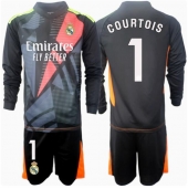 Real Madrid Thibaut Courtois #1 Målvakt Replika Bortatröja Barn 2024-25 Långärmad (+ byxor)
