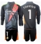 Real Madrid Thibaut Courtois #1 Målvakt Replika Bortatröja Barn 2024-25 Långärmad (+ byxor)