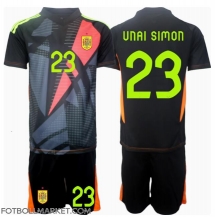 Spanien Unai Simon #23 Målvakt Replika Bortatröja Barn EM 2024 Kortärmad (+ byxor)