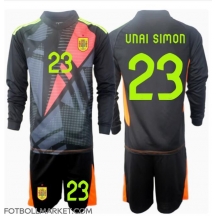 Spanien Unai Simon #23 Målvakt Replika Bortatröja Barn EM 2024 Långärmad (+ byxor)