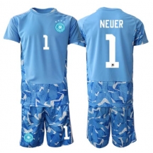 Tyskland Manuel Neuer #1 Målvakt Replika Bortatröja Barn VM 2026 Kortärmad (+ byxor)